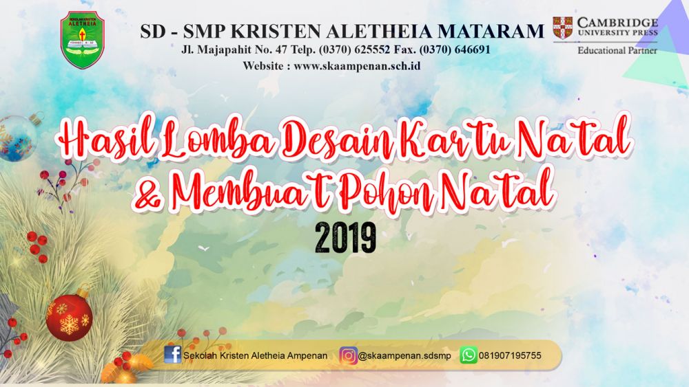 Pengumuman Hasil Lomba Kartu Natal &amp; Membuat Pohon Natal 2019