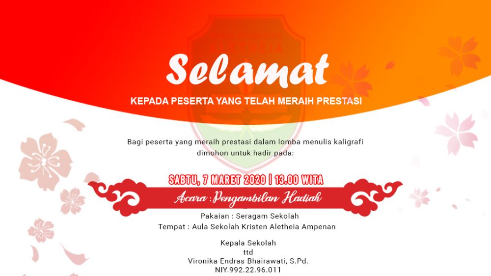 Hasil Lomba Kaligrafi dalam Rangka Imlek 2020