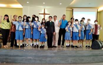 TEAM Ansamble SD SMP KRISTEN Aletheia dalam acara HPA (Hari Pendidikan Aletheia) di Gereja GKT CAKRANEGARA