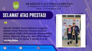 Final Provinsi Jenius Science Olympiad (JSO) (Olimpiade Matematika, Sains, Bahasa Inggris, dan IPS) Mapel Bahasa Inggris Level 3 (Kelas 5 & 6) 2024