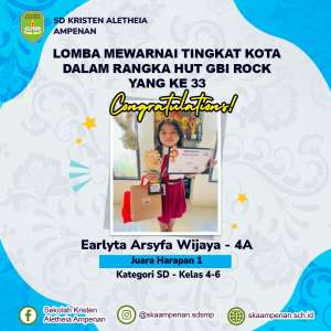 Lomba Mewarnai Tingkat Kota Kategori SD kelas 4-6 Dalam Rangka HUT GBI ROCK yang ke 33.