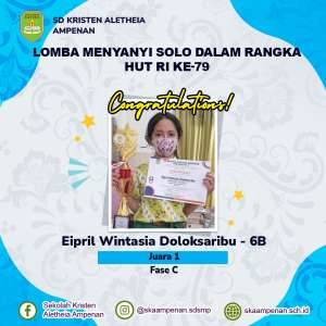 Meraih Juara I Dalam Lomba Menyanyi Solo kelas 6
