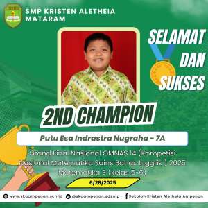 Grand Final Nasional OMNAS 14 (Kompetisi Nasional Matematika Sains Bahas Inggris ) 2025 Matematika 3 (kelas 5-6)